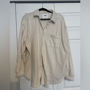 aerie Light Cream Button-Front Polo Shirt